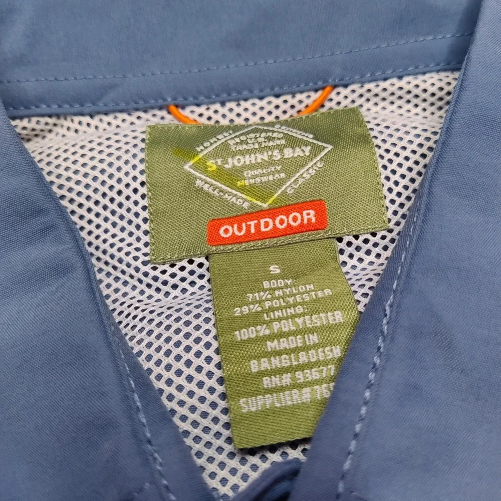 St Johns‎ Bay Outdoor Men Small Indigo Short Sleeve Vented Fishing Shirt NEW